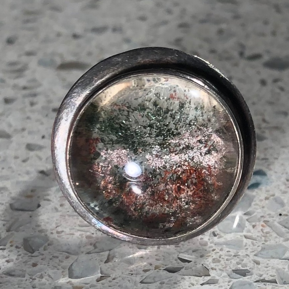 Phantom Quartz Sterling Silver White Gold Ring